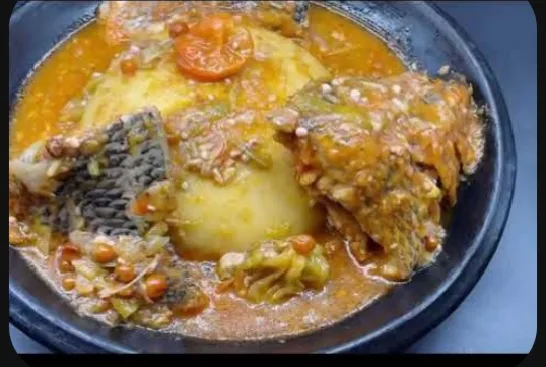 Foutou igname sauce gouagouassou